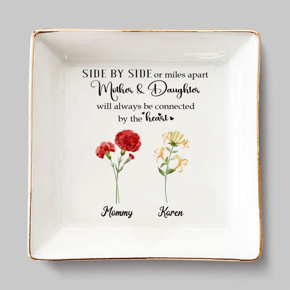 Custom Daughter Trinket Dish, Meaningful Birthday Gift For Her • Linked Together - Personalized Jewelry Dish