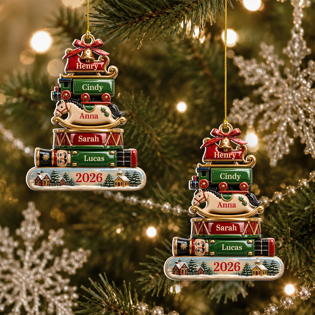 Custom Family Ornament, Christmas Gift for Family Members •  Family 2026 - Personalized 3D White Acrylic Ornament