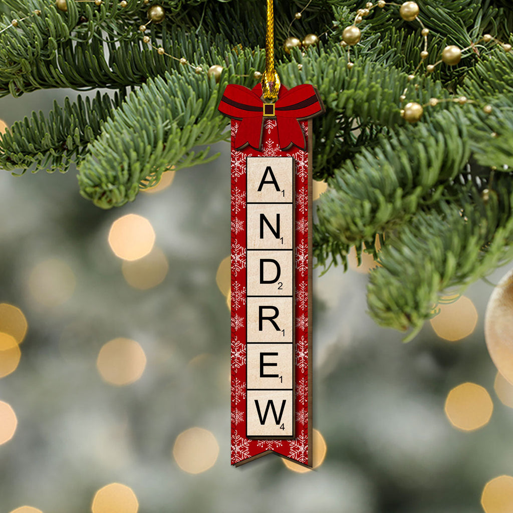 Custom Family Ornament, Christmas Gift for Family Members •  Christmas Scrabble - Personalized Freeshape 2-Layered Wood Ornament