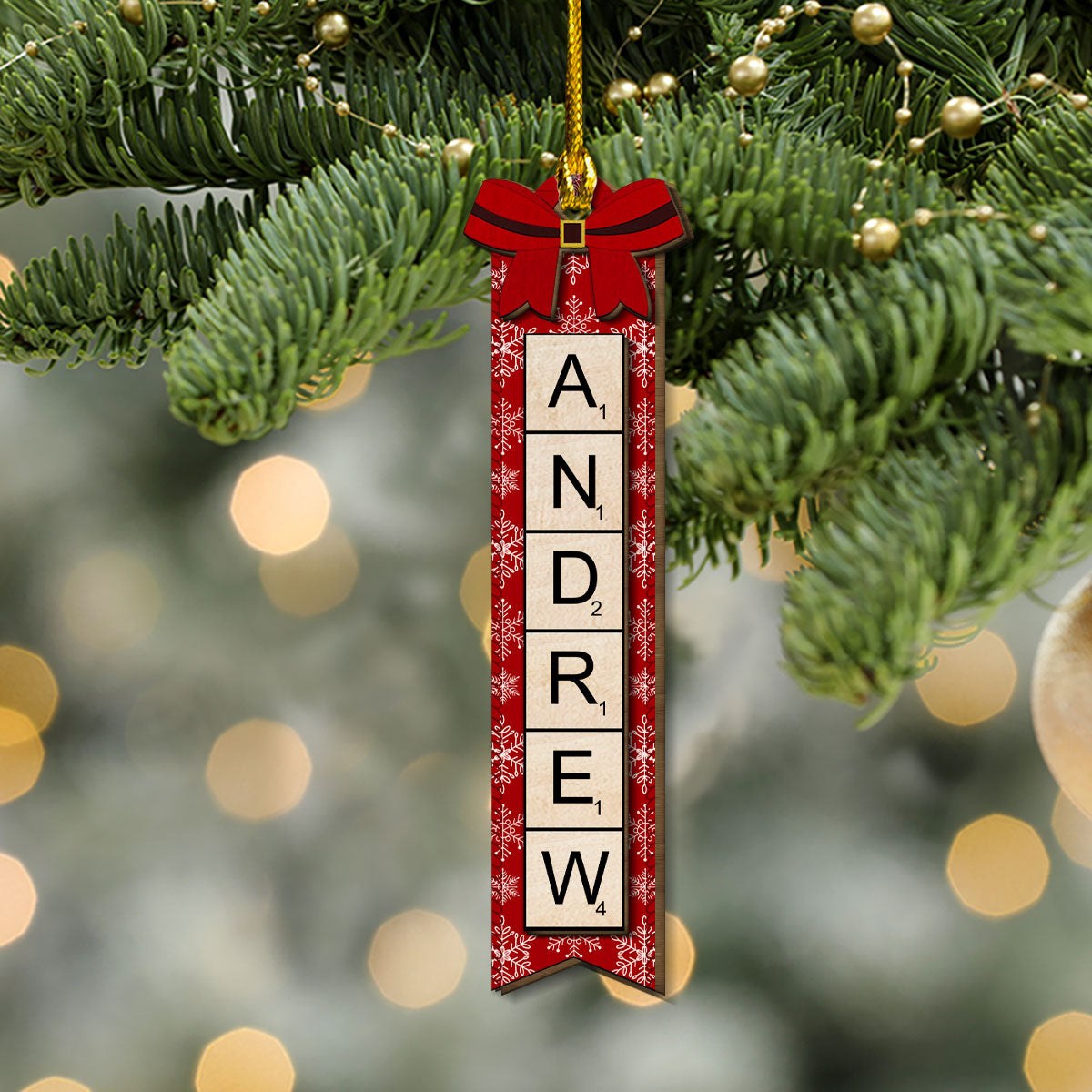 Custom Family Ornament, Christmas Gift for Family Members •  Christmas Scrabble - Personalized Freeshape 2-Layered Wood Ornament