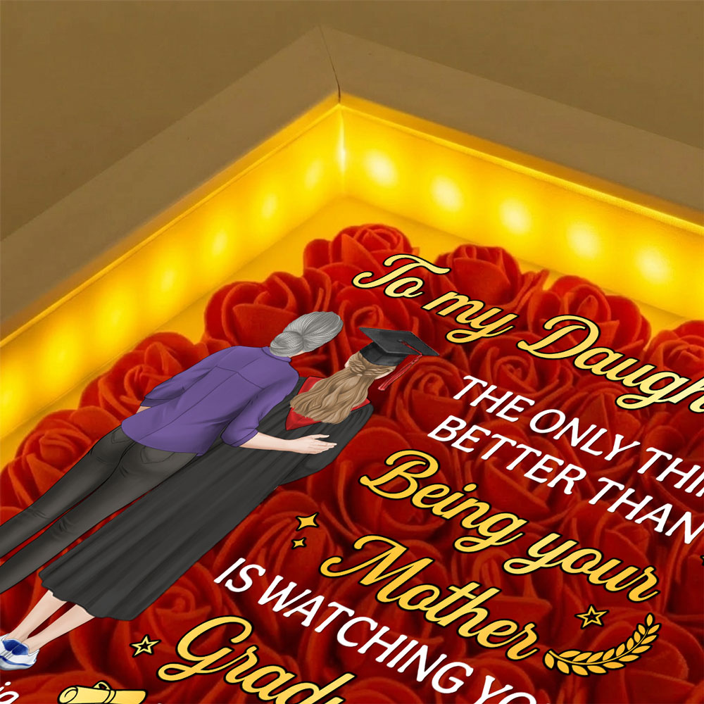 Watching You Graduate - Personalized Flower Shadow Box With LED Light