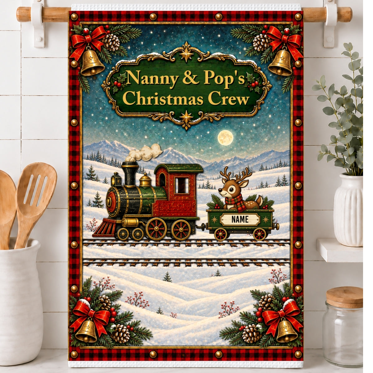 Custom Family Name Kitchen Towel, Christmas Housewarming Gift For Family • Christmas Together - Personalized Kitchen Towel