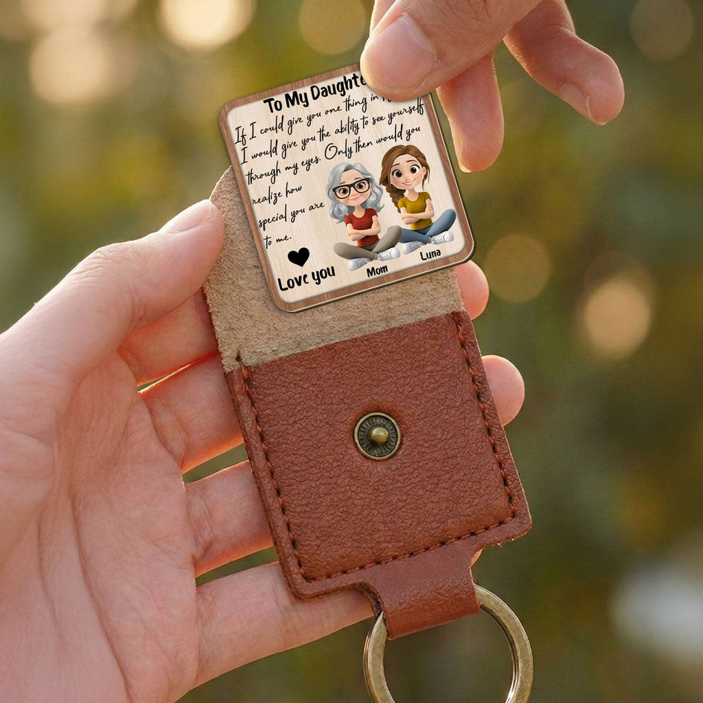 Custom Daughter Coin Keychain, Mother's Day Birthday Gifts • How Special You Are - Personalized Wooden Pocket Hug