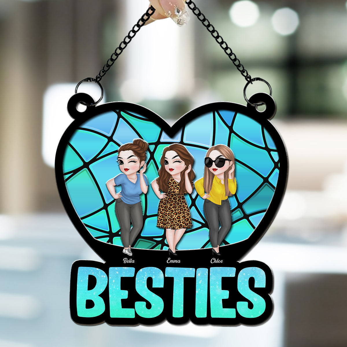 Custom Best Friend Hanging Decor, Friendship Birthday Gifts • Happy Friendship - Personalized Suncatcher