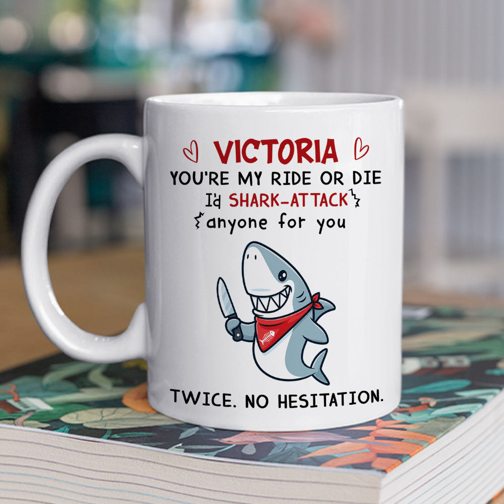 Custom Best Friend, Christmas & Birthday Friendship Keepsake Gift • Shark Attack Anyone For You - Personalized Coffee Mug