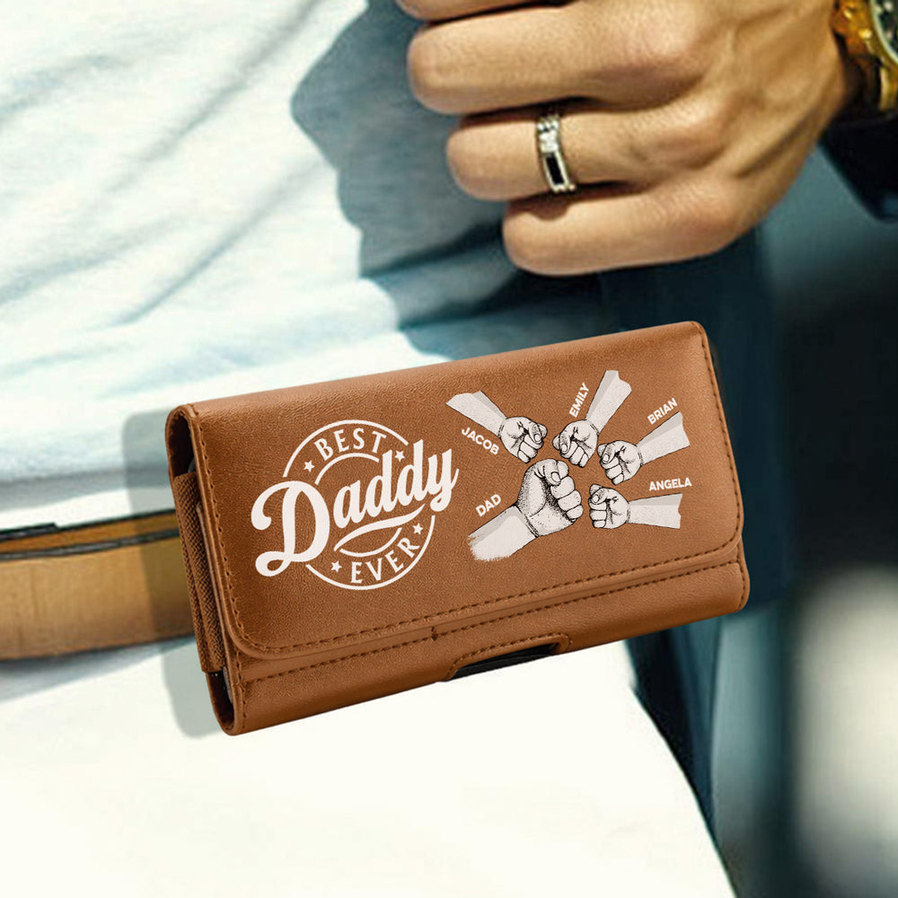 The Power Of Love - Personalized Leather Phone And Card Holster