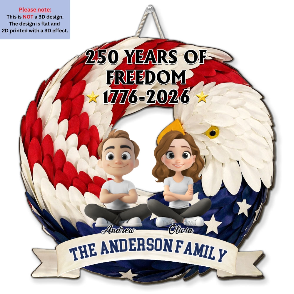 Custom 3D Family Patriotic Hanging Decor, 4th of July • Home Of The Free - Personalized Wood Sign
