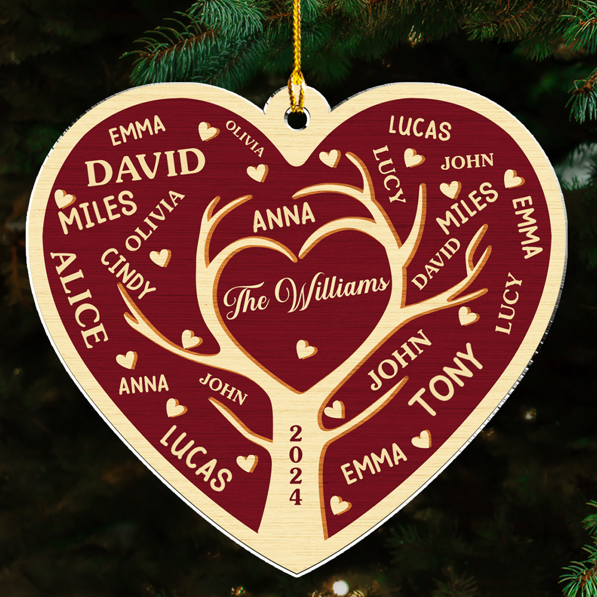 Custom Family Ornament, Christmas Gift for Family Members •  Heart Family - Personalized Acrylic Ornament