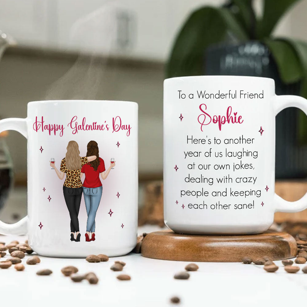 Custom Best Friend, Christmas & Birthday Friendship Keepsake Gift • Galentines Valentines Besties - Personalized Coffee Mug