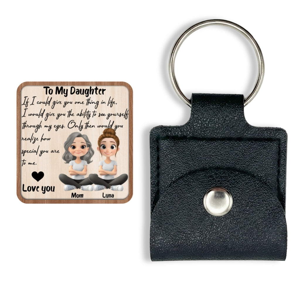 Custom Daughter Coin Keychain, Mother's Day Birthday Gifts • How Special You Are - Personalized Wooden Pocket Hug