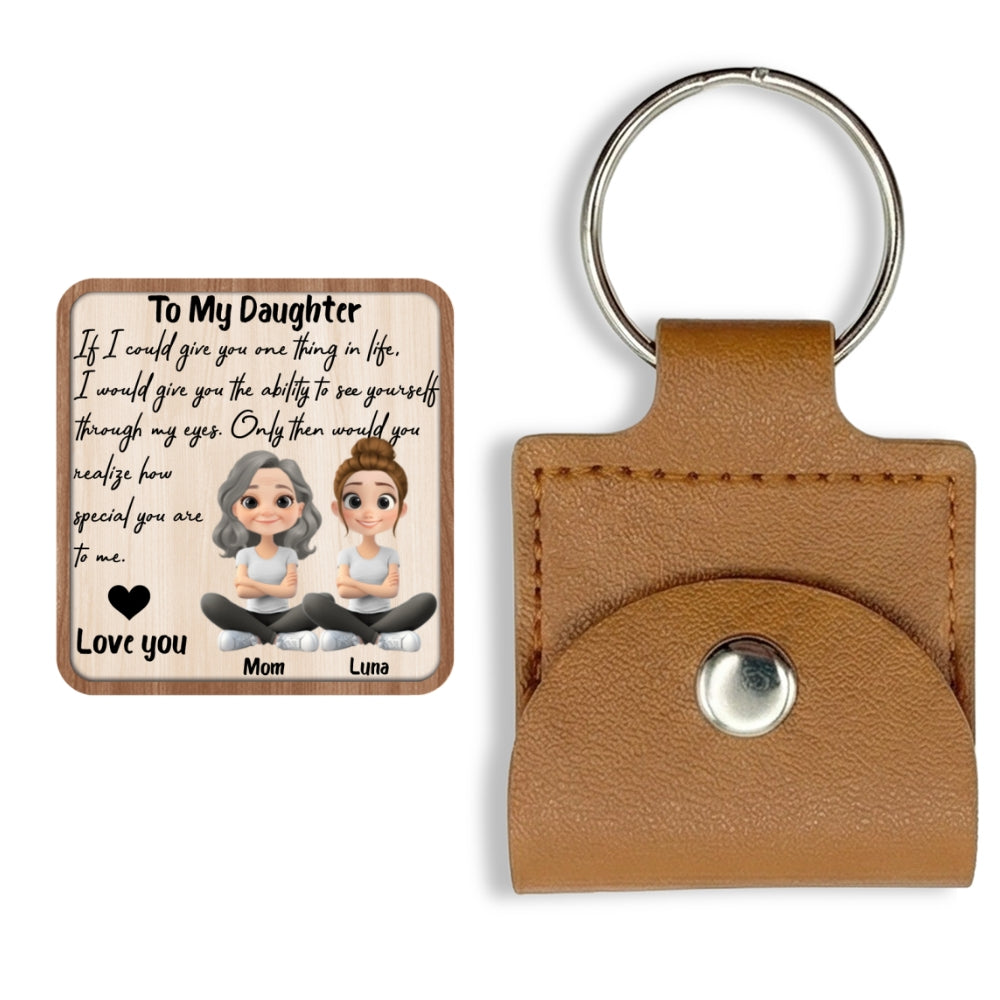 Custom Daughter Coin Keychain, Mother's Day Birthday Gifts • How Special You Are - Personalized Wooden Pocket Hug