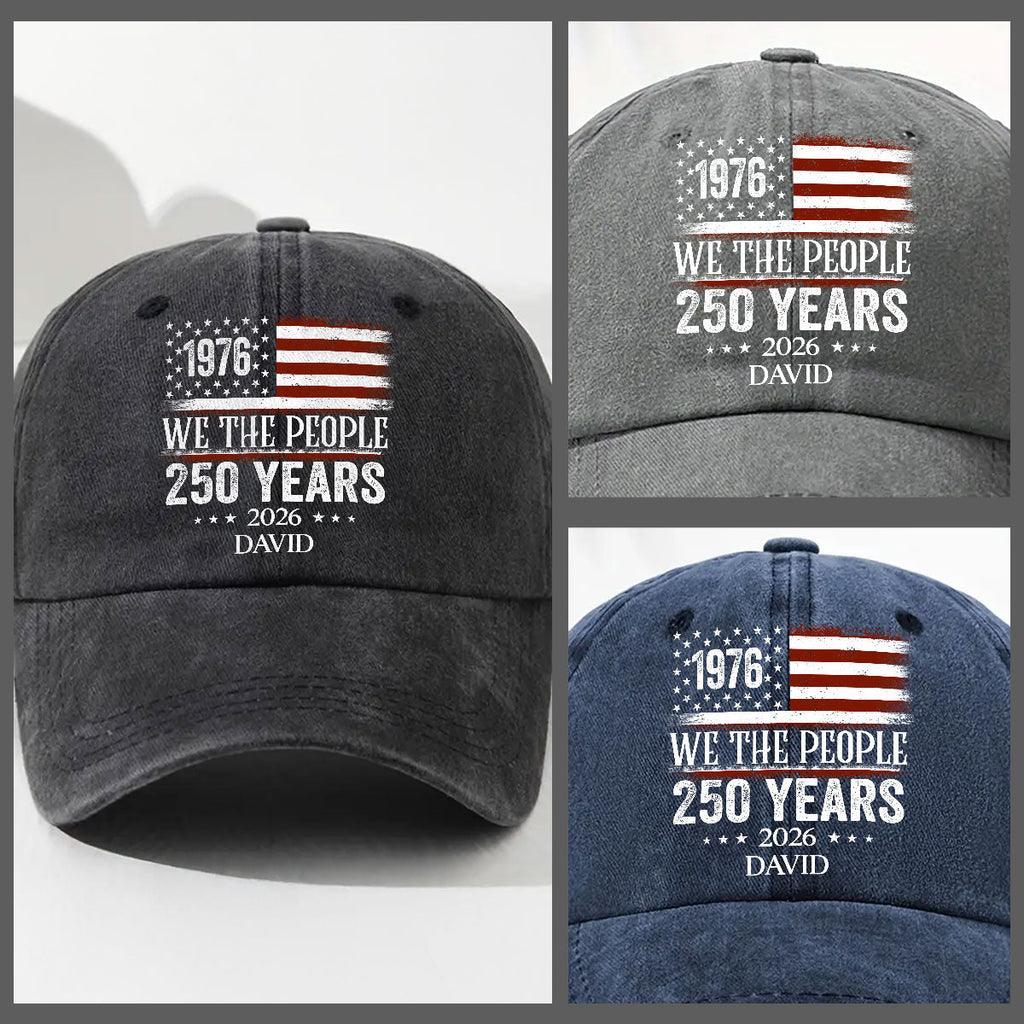 We The People - Personalized Vintage Washed Denim Cap
