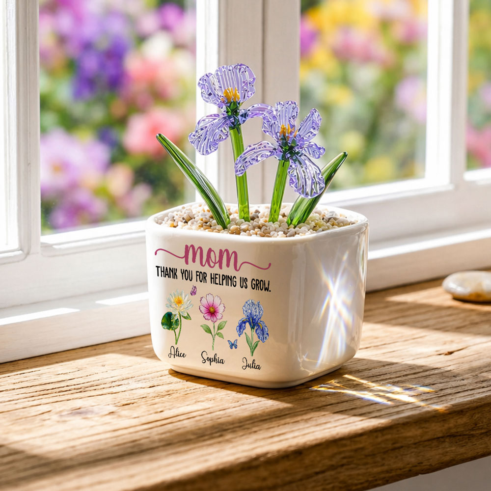 Thank You For Helping Me Grow - Personalized Glass Birth Month Flower