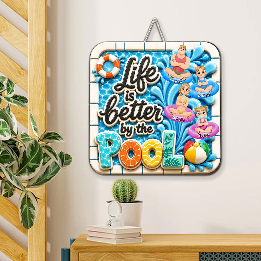 Custom 3D Family Summer Backyard, Patio & Porch Decor • The Best Life Is Here - Personalized 3D Effect Wood Sign