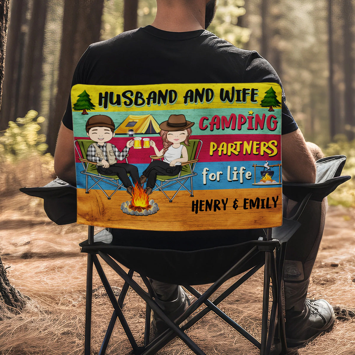 Husband And Wife Camping Partners - Personalized Camping Chair Cover