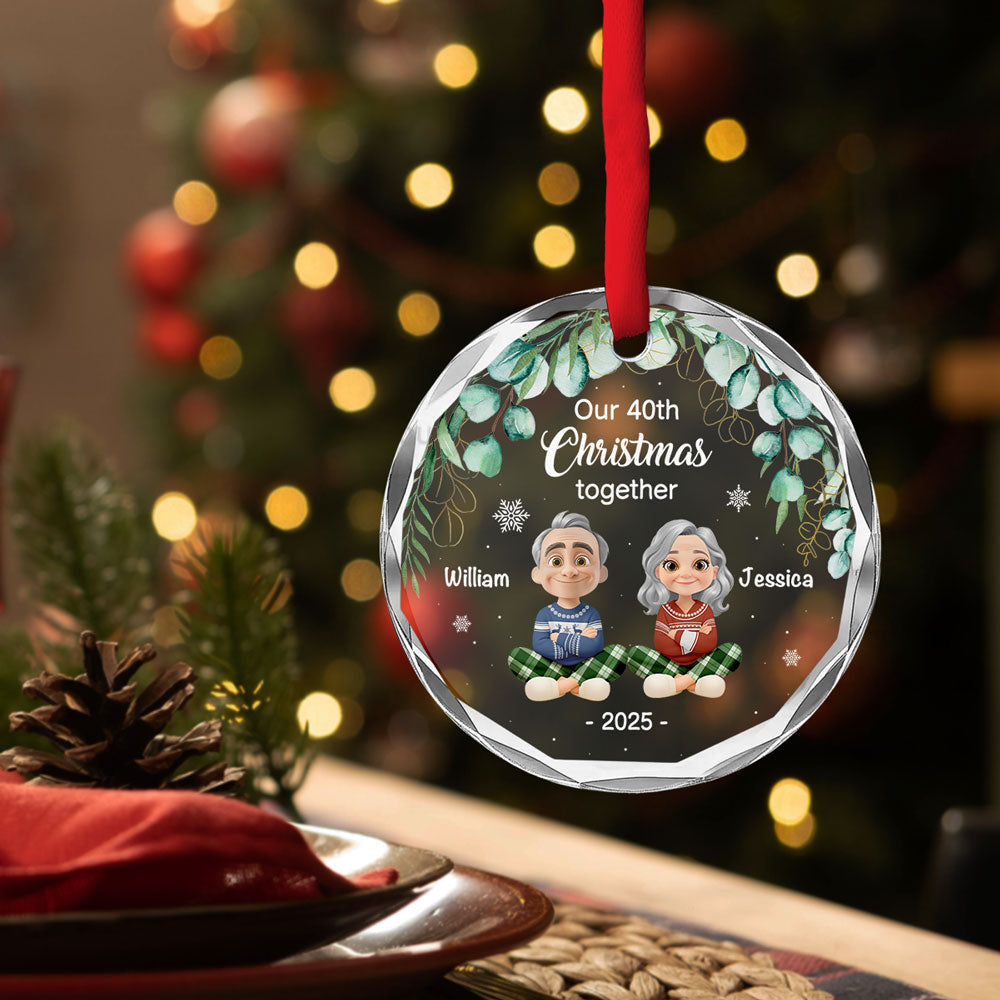 Custom Keepsake Christmas Ornament •  Another Christmas Together - Personalized Glass Ornament