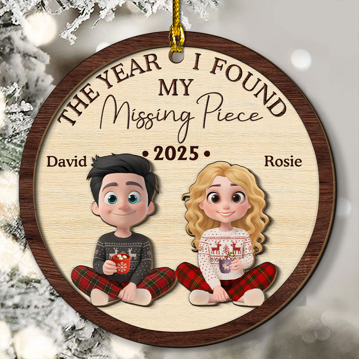 Custom Keepsake Christmas Ornament •  I Found My Love - Personalized Freeshape 2-Layered Wood Ornament