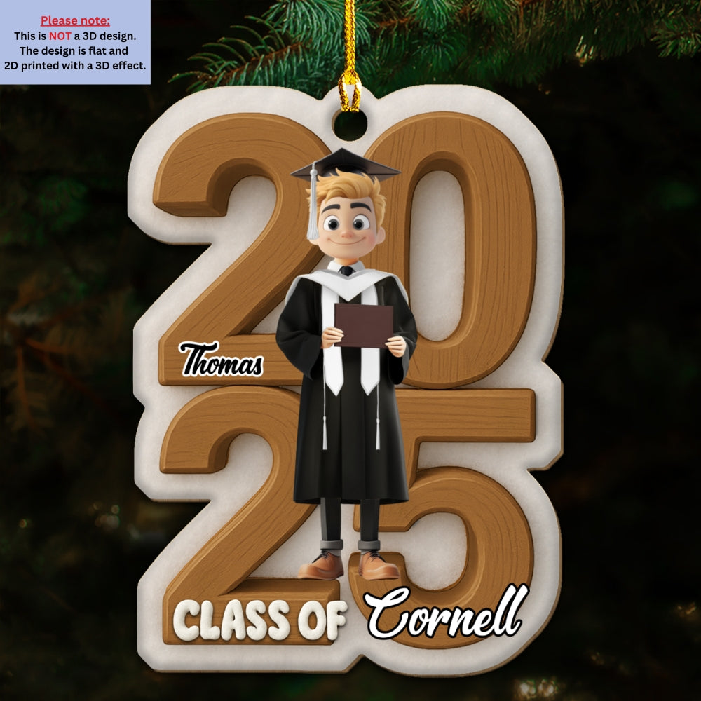 Custom Family Ornament, Christmas Gift for Family Members •  Graduated This Year - Personalized 3D Effect Wood Ornament