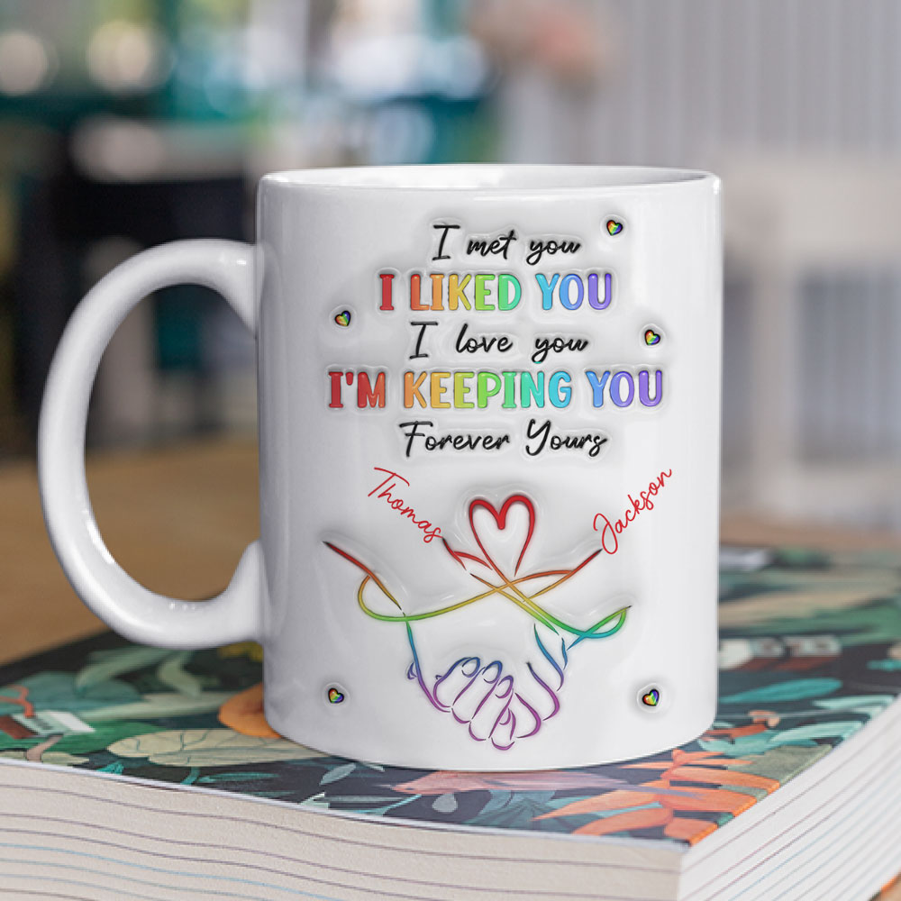 Custom Anniversary Keepsake Gifts For Couple • I Love You Love Is Love - Personalized 3D Inflated Effect Mug