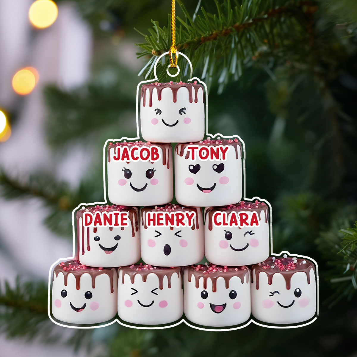 Custom Family Ornament, Christmas Gift for Family Members •  Marshmallow Family - Personalized Acrylic Ornament
