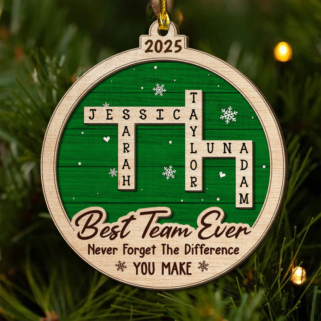 Custom Coworker Christmas Ornament, Team Appreciation Gift •  Best Team Ever Scrabble - Personalized 2-layered Wood Ornament
