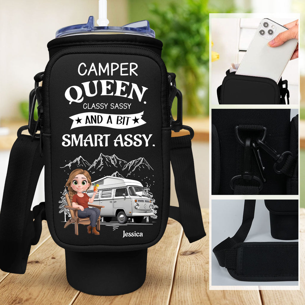 Truly A Queen Of Campers - Personalized Water Bottle Carrier Bag