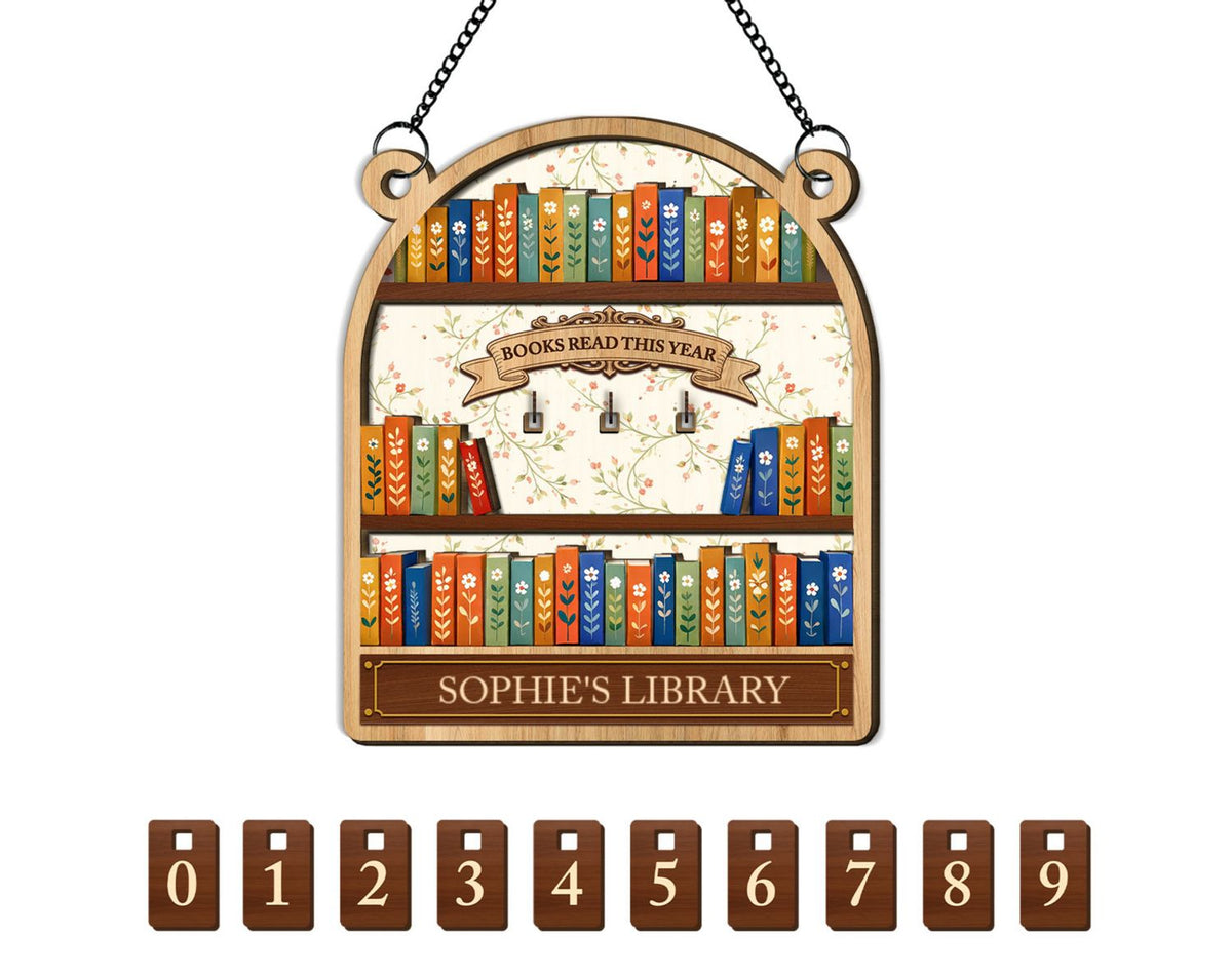 Custom Christmas Hanging Decor, Birthday Housewarming Gift For Book Lovers • s Read This Year - Personalized Tracker Sign