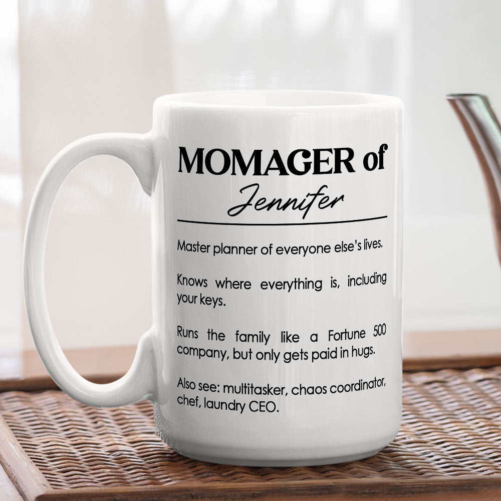 Custom Christmas & Birthday Keepsake Gift • Momager - Personalized Coffee Mug