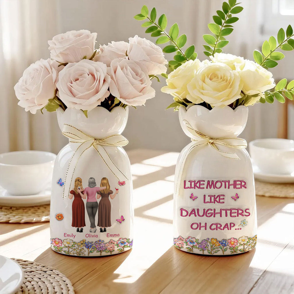 Like Mother Like Daughter - Personalized 3D Effect Ribbon Tie Flower Vase