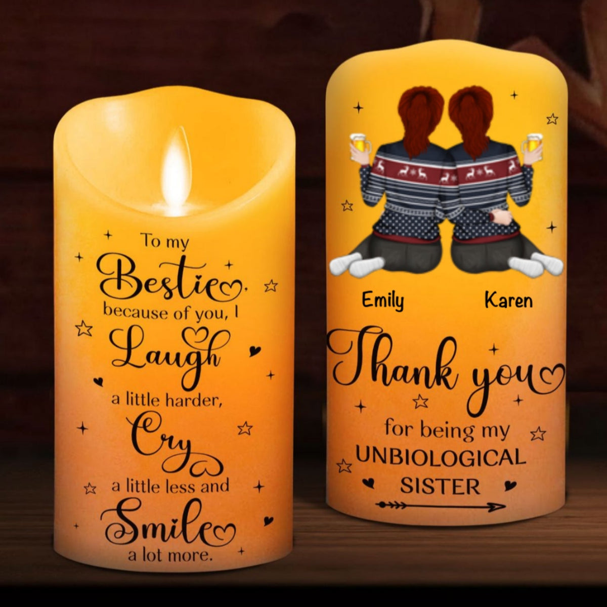 Thank You For Being My Unbiological Sister - Personalized LED Candle