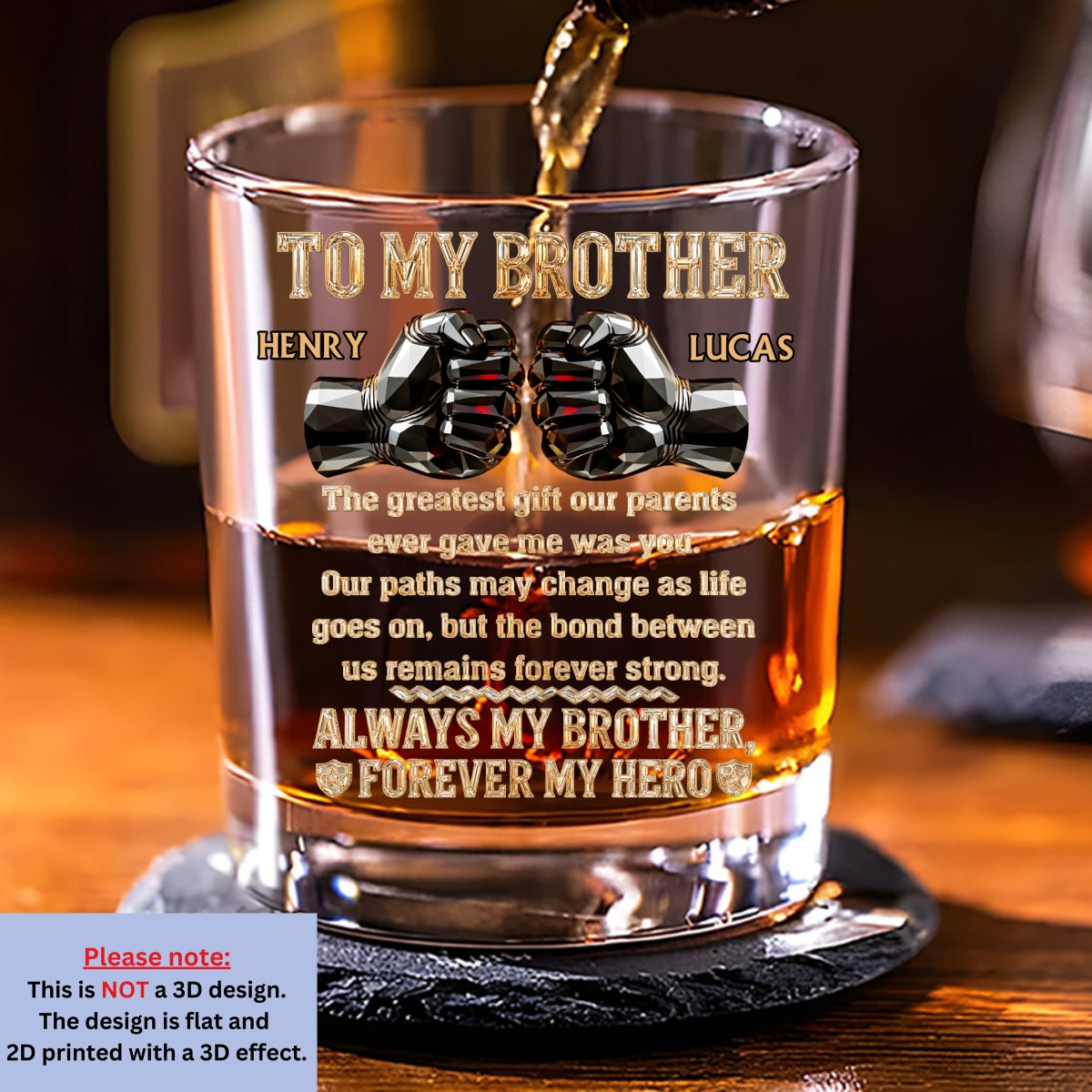 Custom Christmas Birthday Drinkware Gifts for Brother • My First Forever Friend - Personalized Whiskey Glass