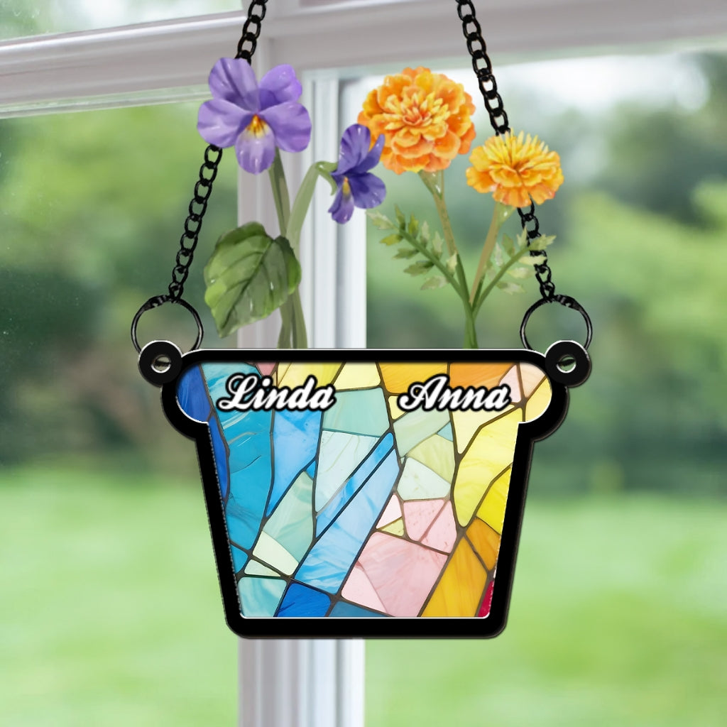 Custom Best Friend Hanging Decor, Friendship Birthday Gifts • Birth Flower - Personalized Suncatcher