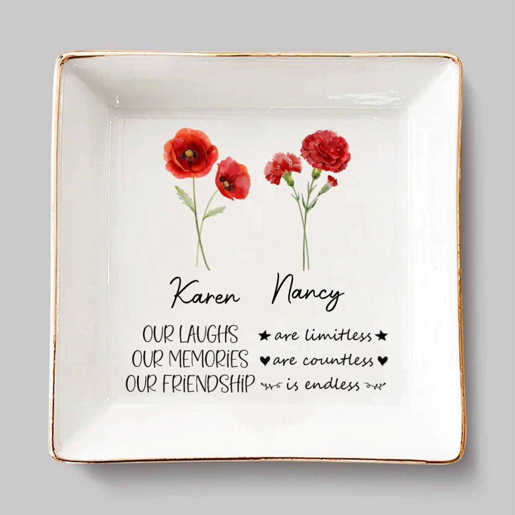 Custom Bestie Trinket Dish, Birthday Christmas Gift For Best Friend • Friendship - Personalized Jewelry Dish