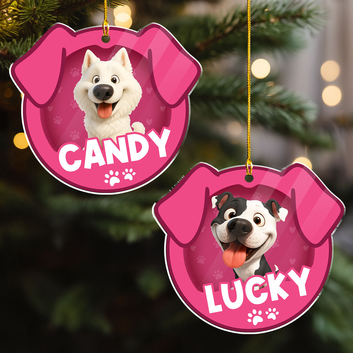 Custom Keepsake Christmas Ornament •  Furry Joy - Personalized Acrylic Ornament