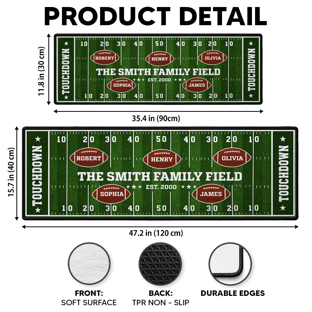 Custom Family Name Rug, Housewarming Birthday Gift For Family Members • Our Team Our Home Field - Personalized Runner Rug