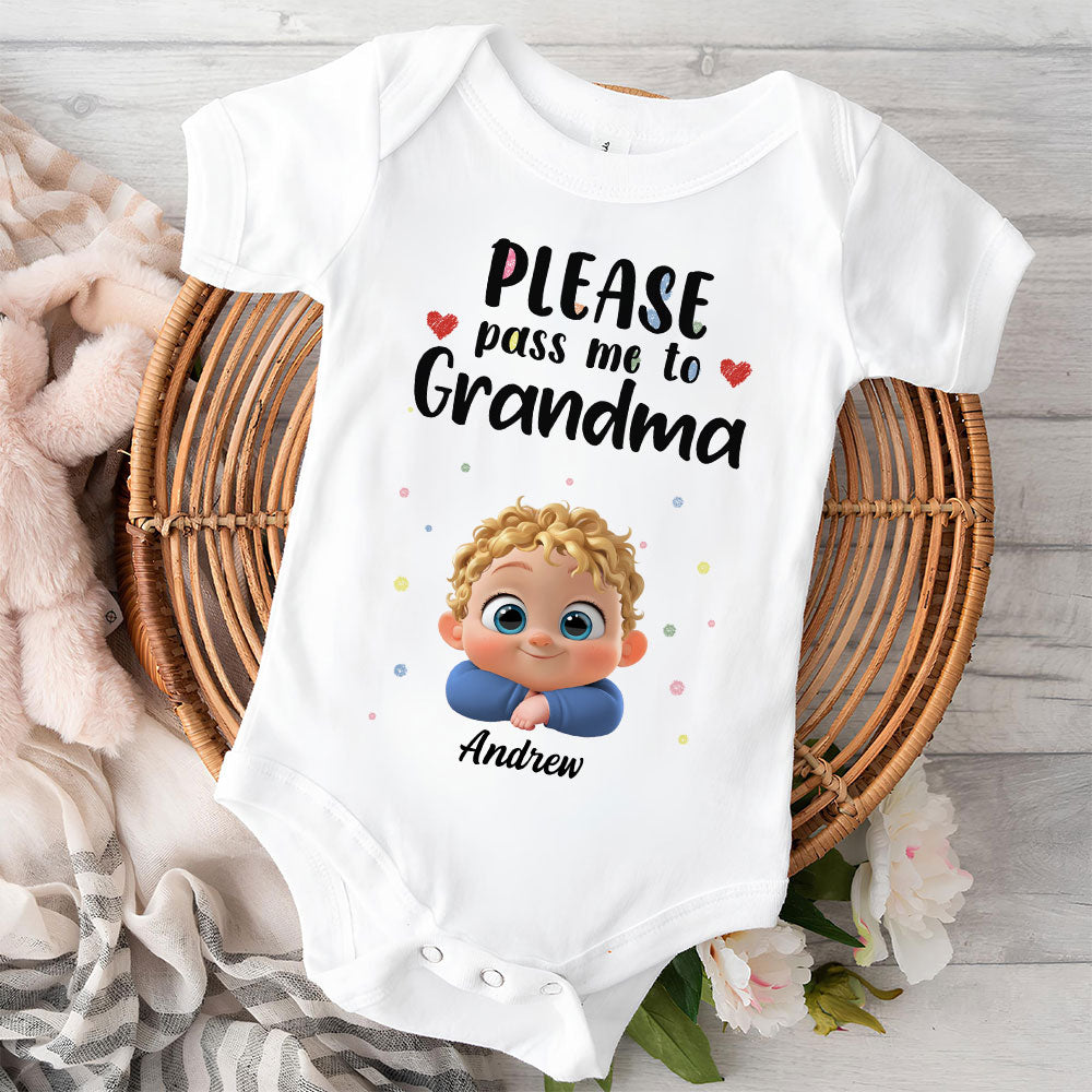 Please Pass Me To Grandma - Personalized Baby Onesie