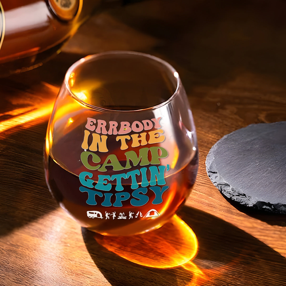 Tipsy Campers Happy Memories Made - Personalized Wine Glass