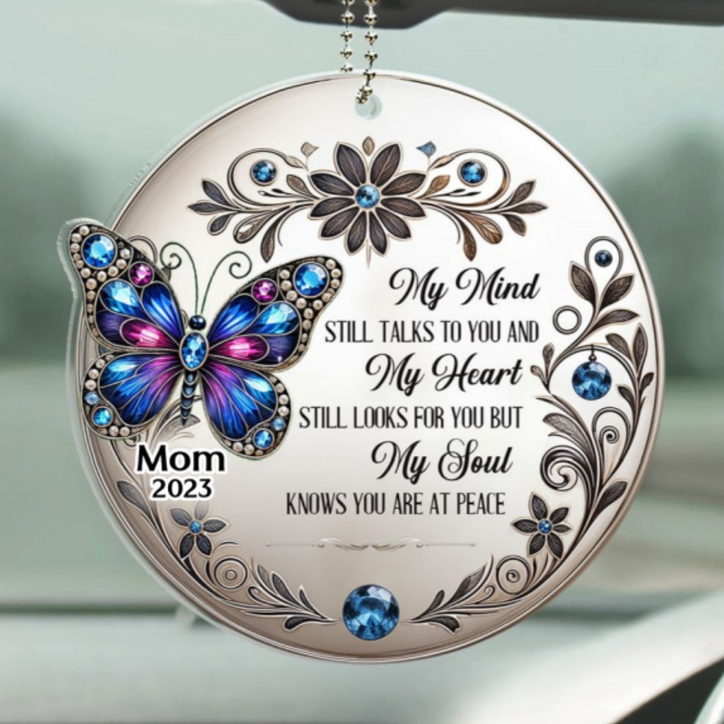 My Mind My Heart My Soul Butterfly - Personalized Car Ornament