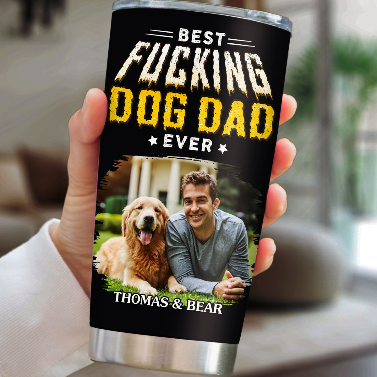 Pets Dad Champion Photo - Personalized Tumbler