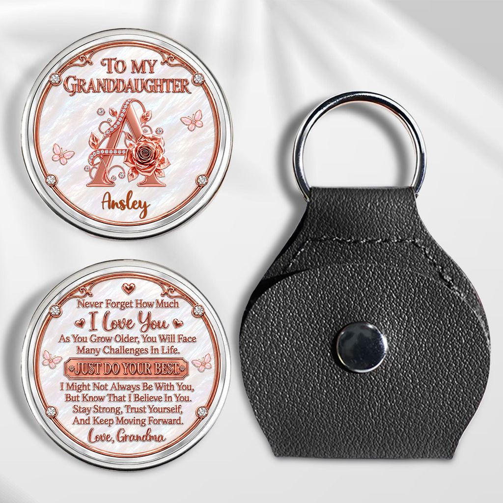 Custom Coin Keychain For Granddaughter Niece, Family Keepsake, • Strong At Heart - Personalized 3D Printing Pocket Hug