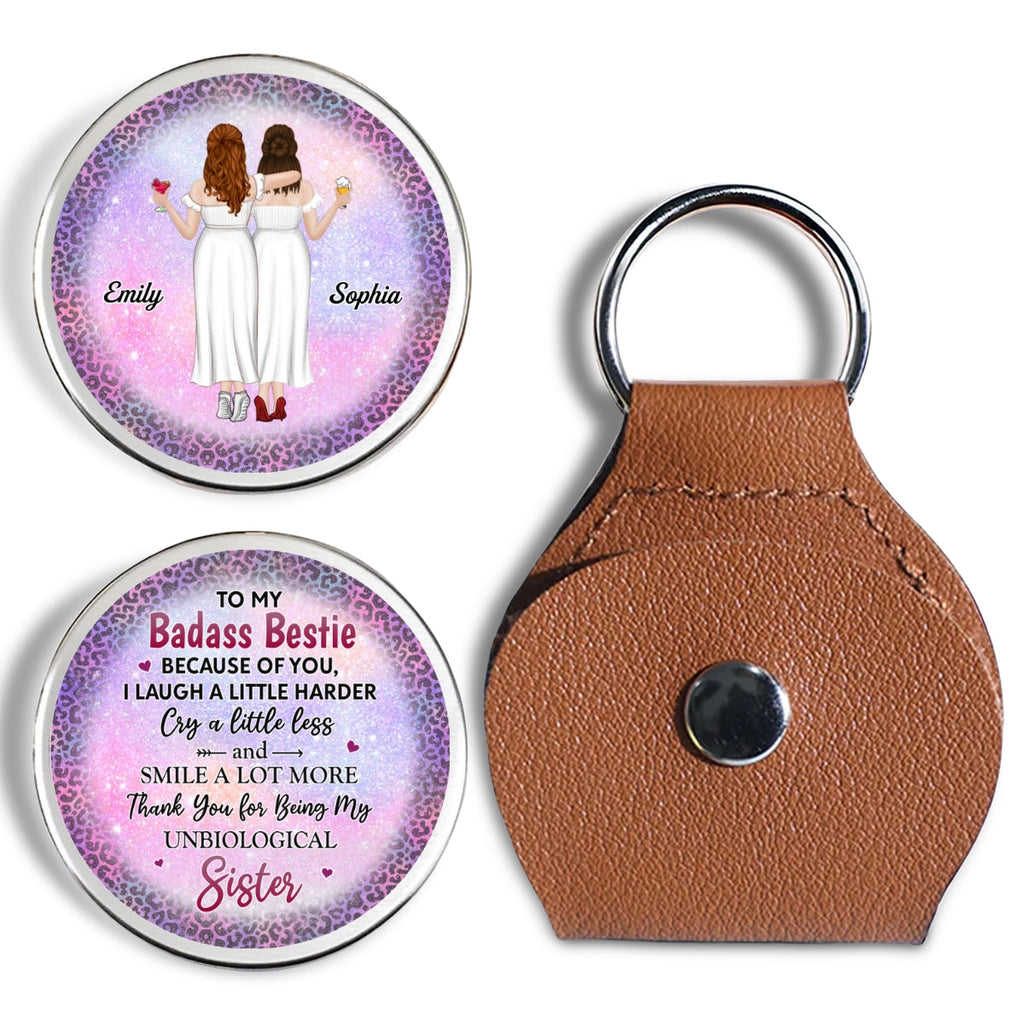 Custom Besties Coin Keychain, Friendship Birthday Gifts • Because Of You Bestie - Personalized Pocket Hug