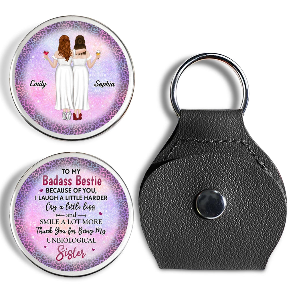 Custom Besties Coin Keychain, Friendship Birthday Gifts • Because Of You Bestie - Personalized Pocket Hug