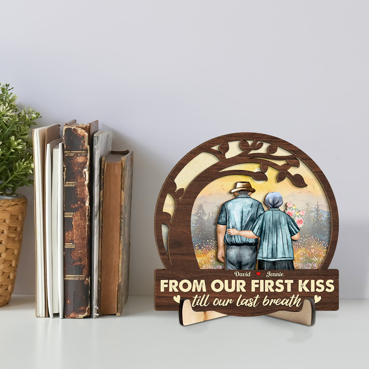 Custom Couple's Decor, Anniversary & Wedding Gift • From Our First Kiss - Personalized Wooden Plaque