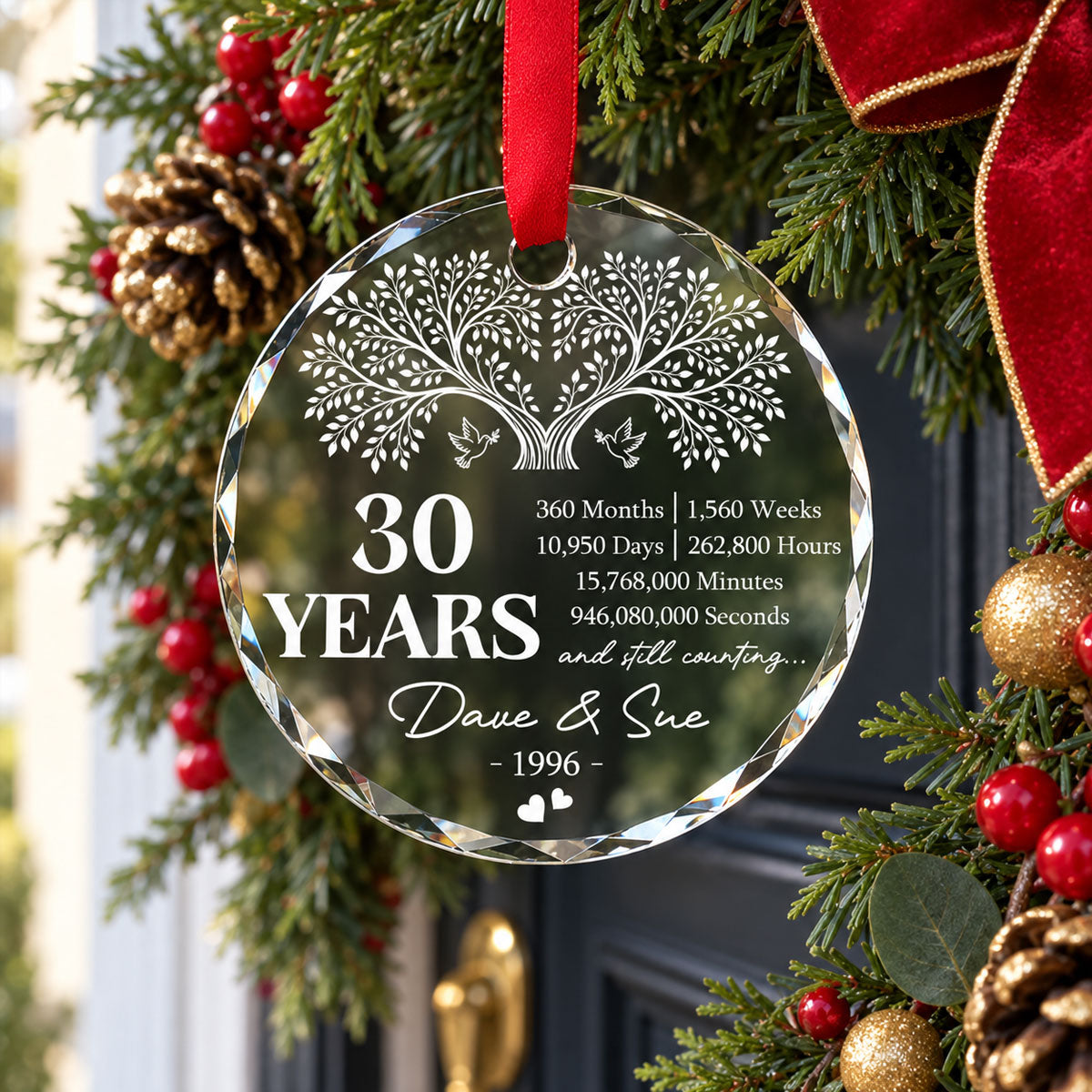 Custom Keepsake Christmas Ornament •  Years Of Love - Personalized Glass Ornament