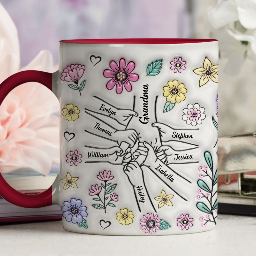 Custom Mother's Day Gift for Mom & Grandma • Family Over Everything - Personalized 3D Inflated Effect Accent Mug