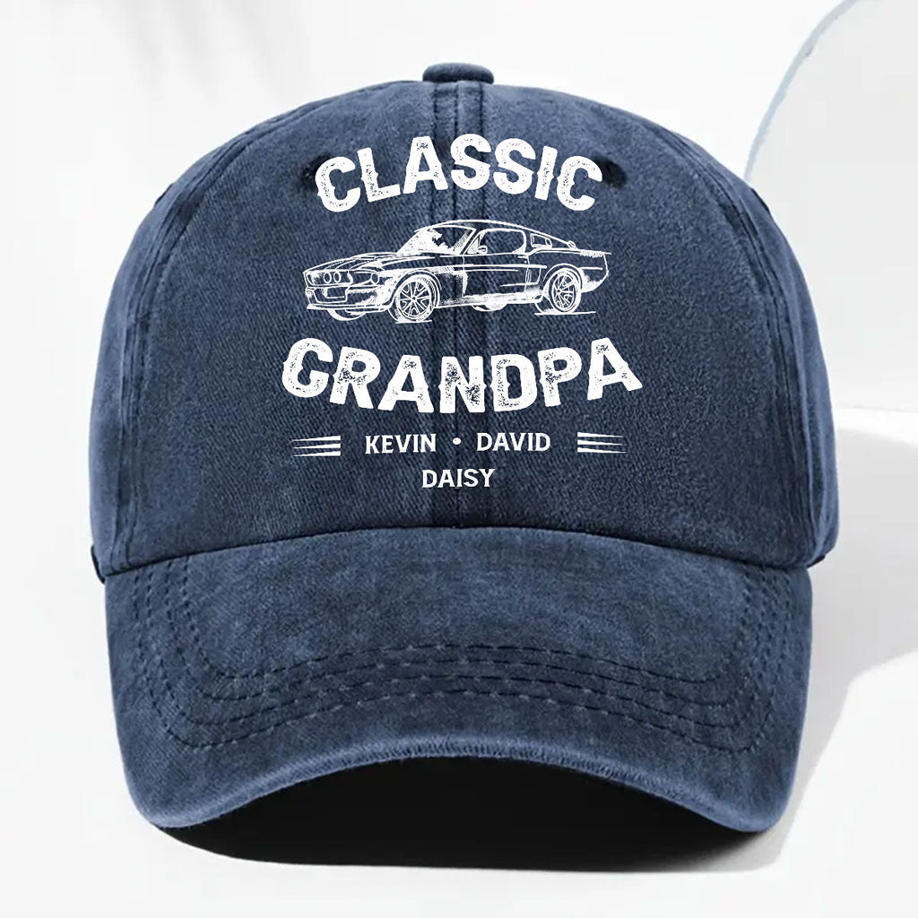 Custom Christmas Headwear Birthday Gifts for Grandpa • Classic Grandpa - Personalized Vintage Washed Denim Cap