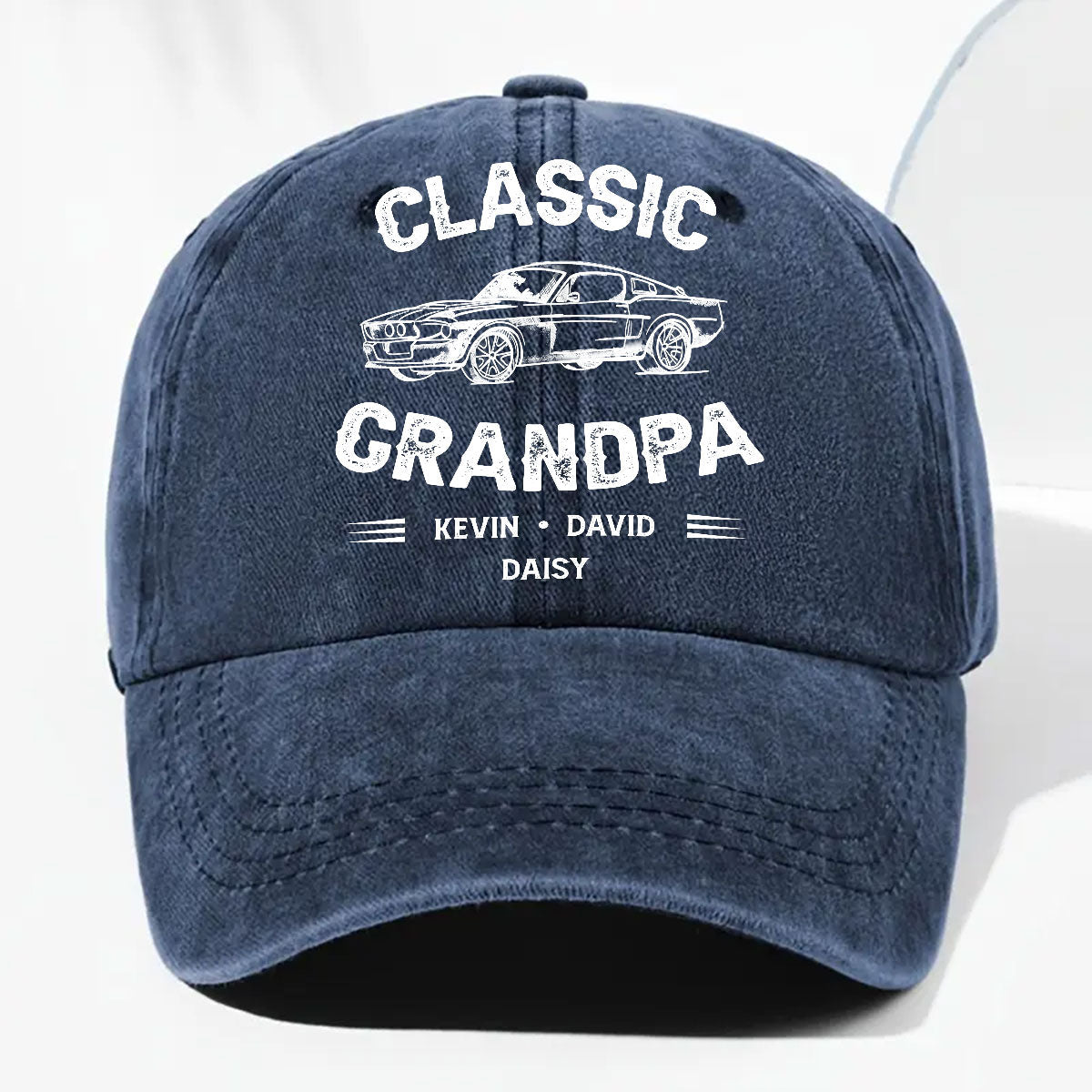 Custom Christmas Headwear Birthday Gifts for Grandpa • Classic Grandpa - Personalized Vintage Washed Denim Cap
