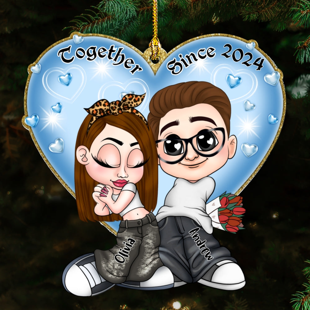 Custom Couple Christmas Ornament, Anniversary Gift •  Always Love You - Personalized Acrylic Ornament