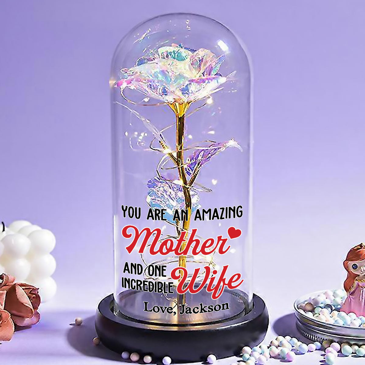 Amazing Mother - Personalized Sparkly Rose