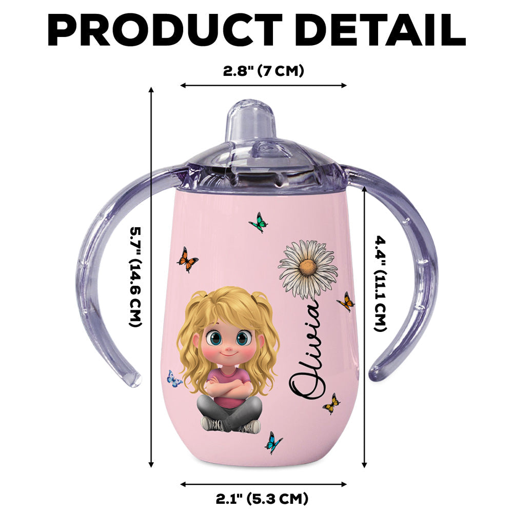 Floral Soul - Personalized Sippy Cup With Handles
